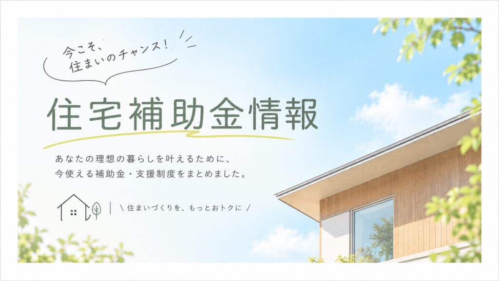 知らないと、もったいない住宅補助金！